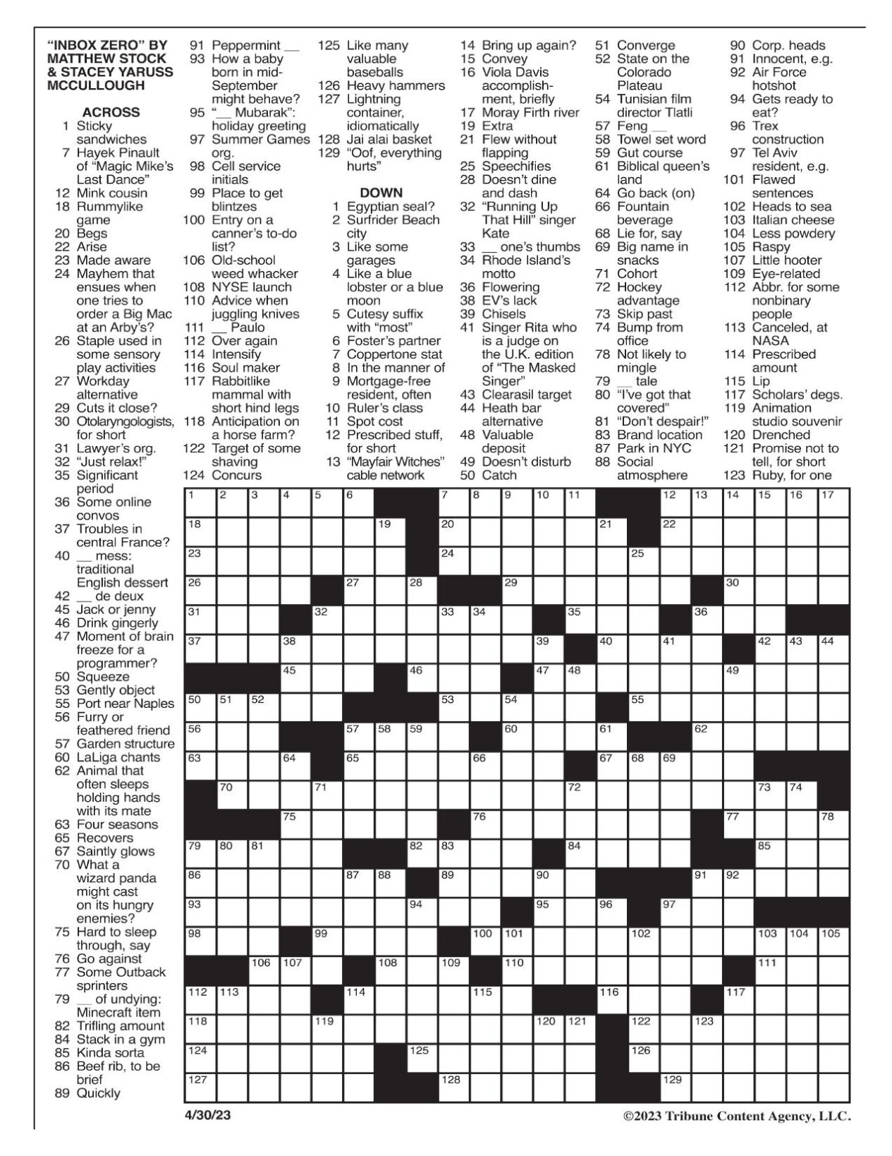 LA Times Crossword Answers Sunday September 03 2023