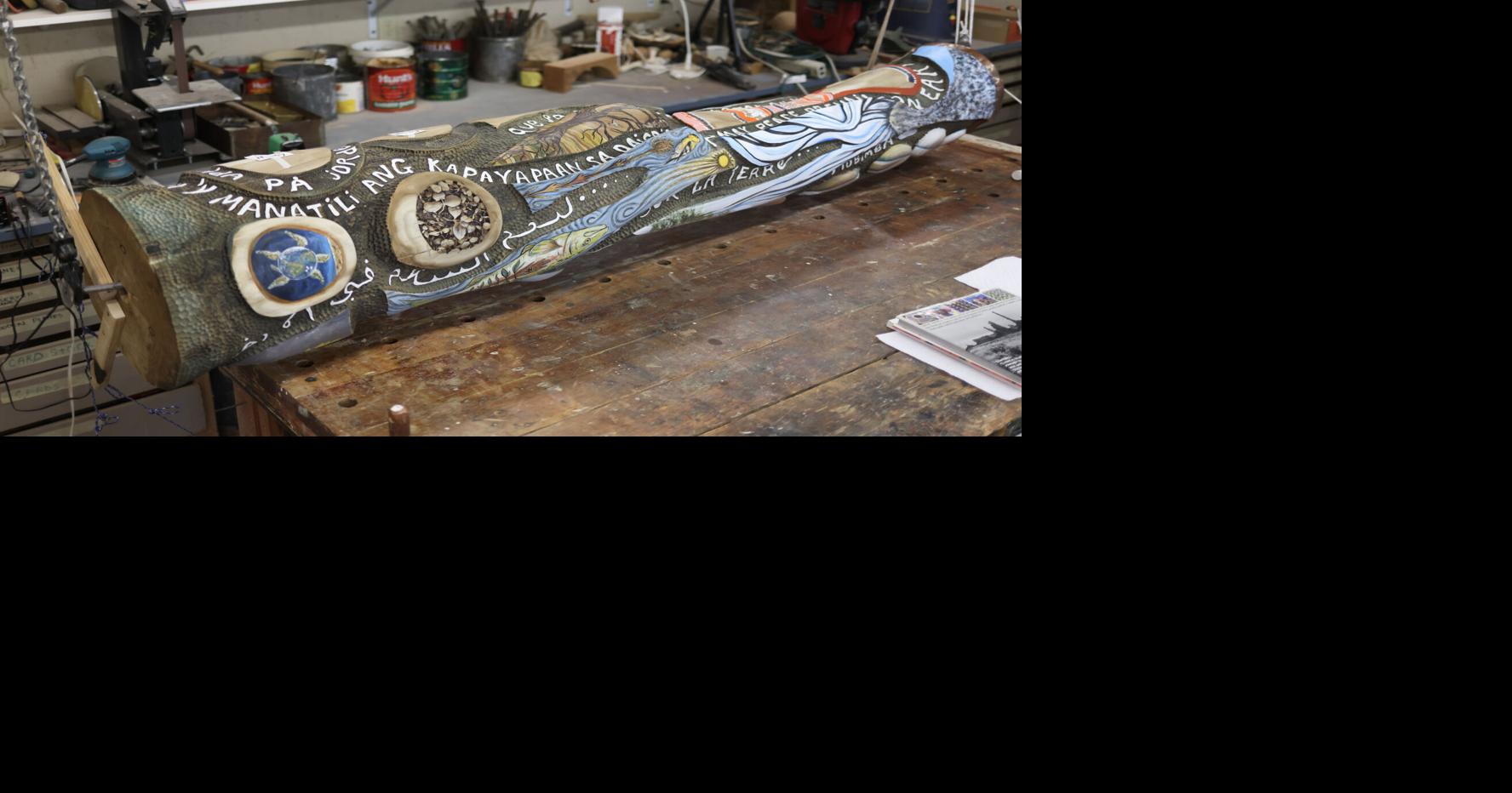 Yakima artists unite to create community peace pole at Rotary Marketplace