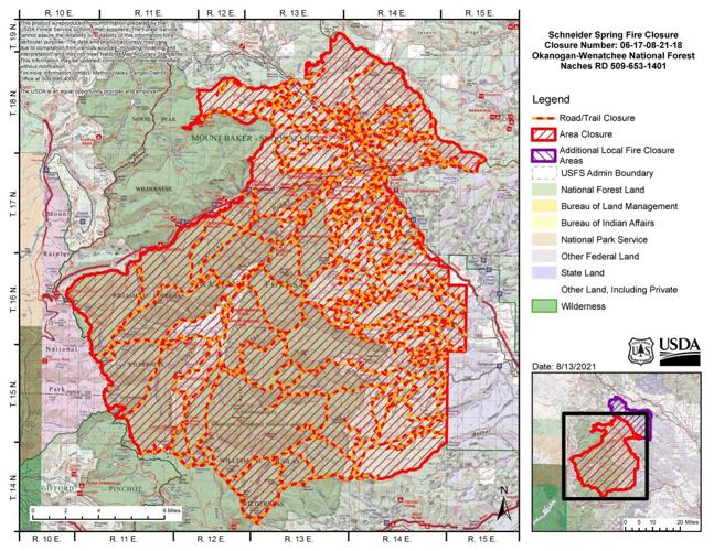 Danger level remains high for Schneider Springs Fire as closures expand