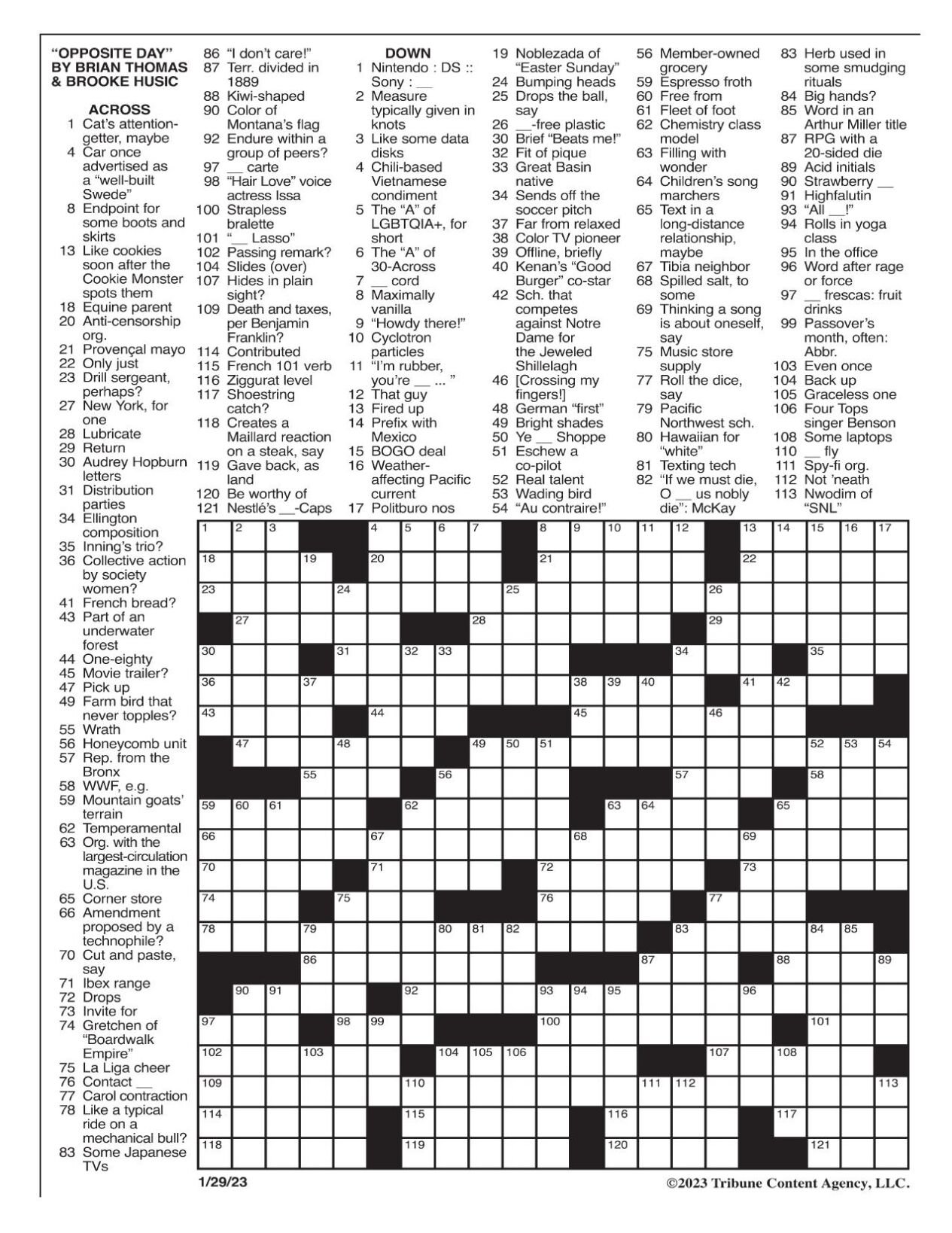 LA Times Crossword 29 Mar 23, Wednesday 