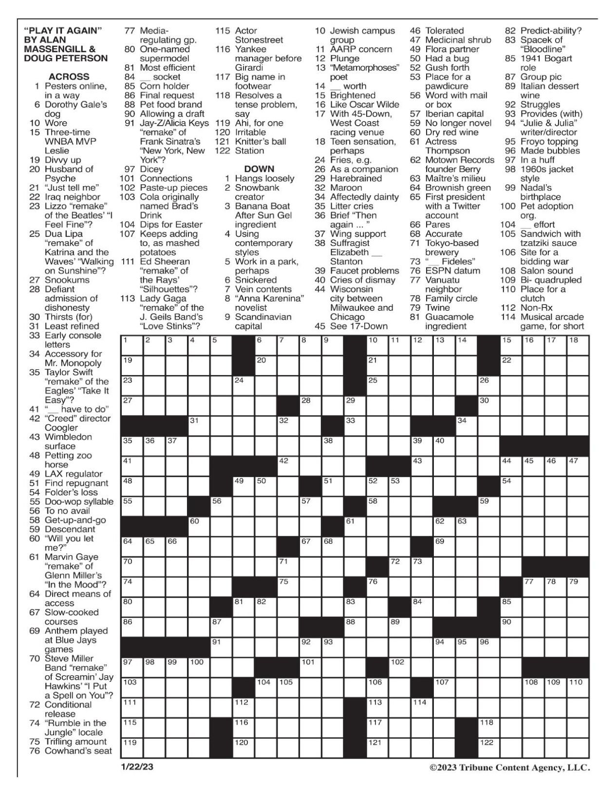 LA Times Crossword 2 Sep 22, Friday 