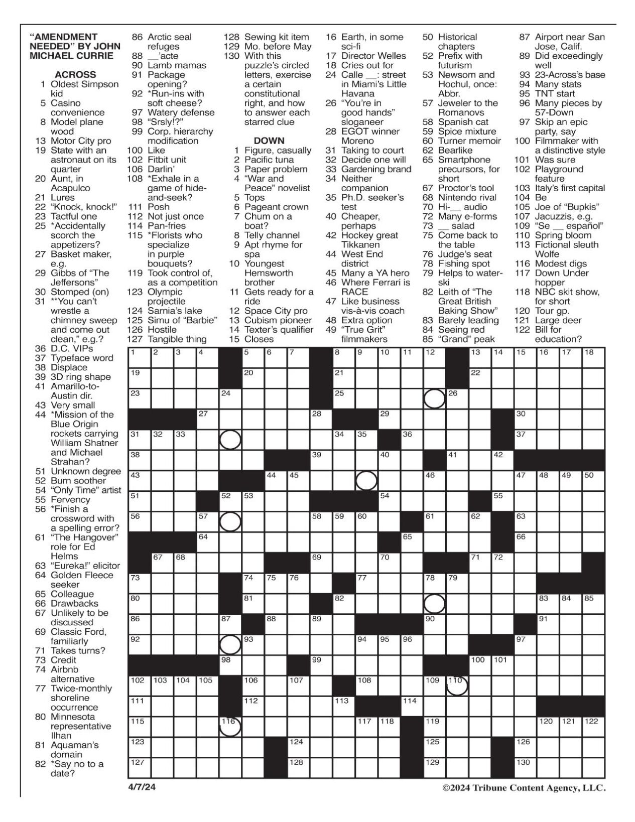 LA Times Crossword April 7, 2024 Crosswords