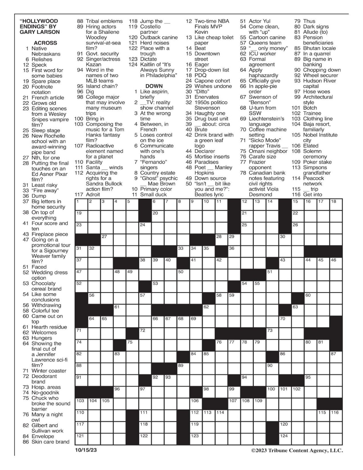 LA Times Crossword: Oct. 10, 2023, Crosswords