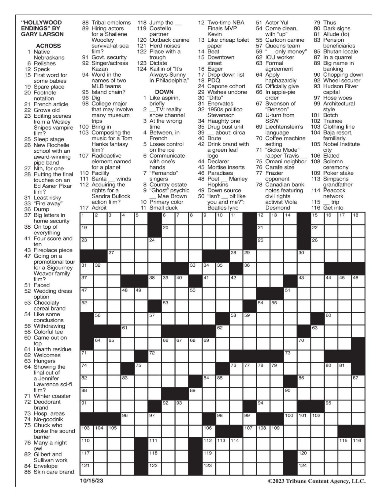 LA Times Crossword: Oct. 10, 2023, Crosswords