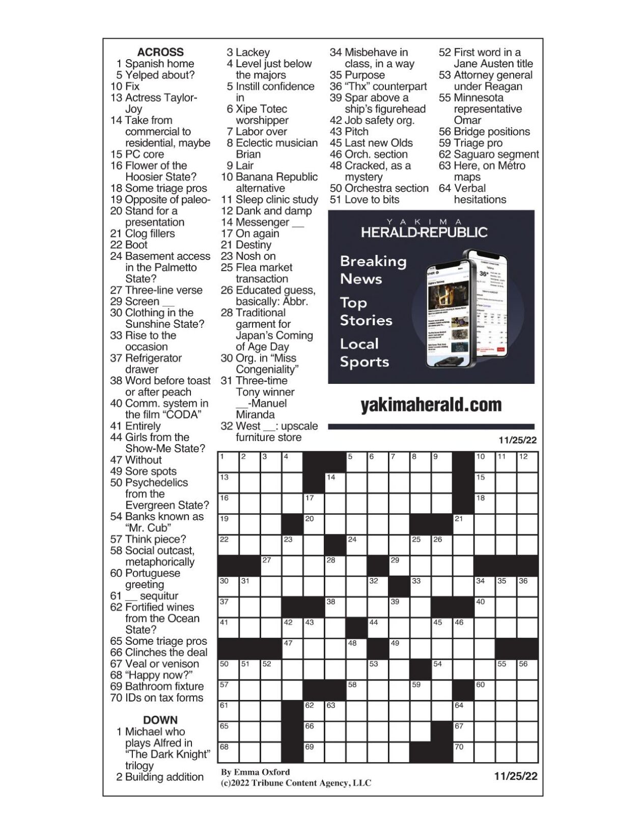 LA Times Crossword 25 Nov 22, Friday 