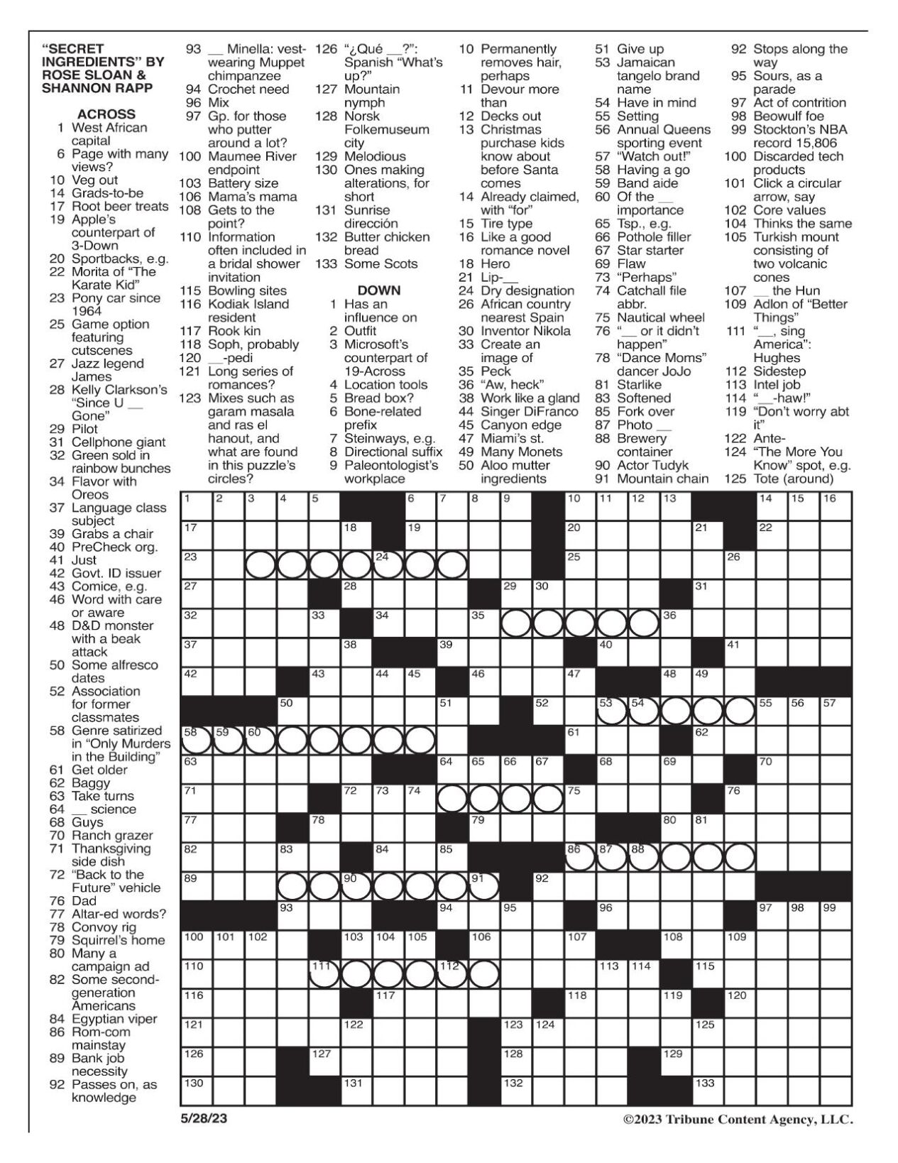 Puzzles: Printable Crossword - Issue: July 28, 2023