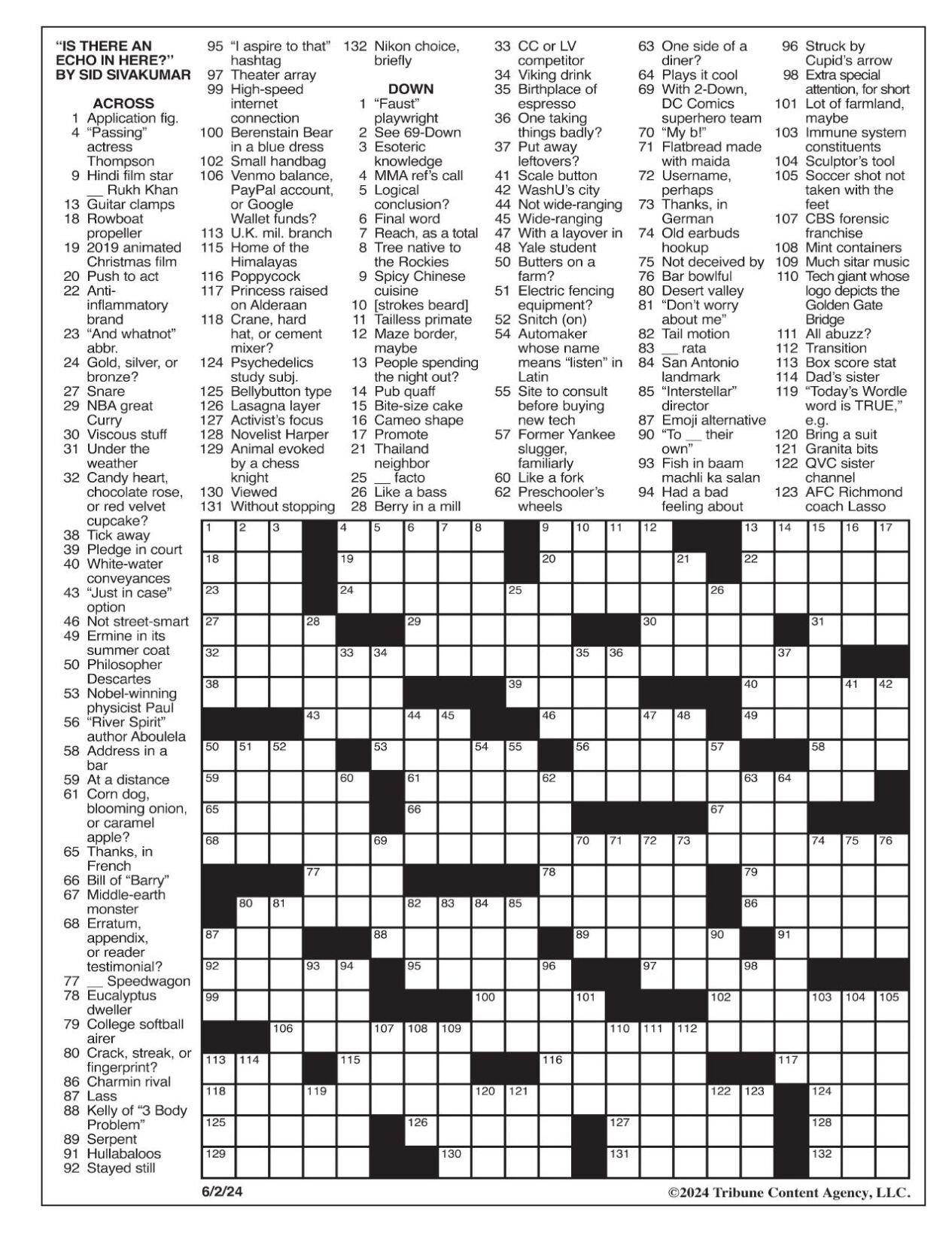 LA Times Crossword June 2, 2024 Crosswords