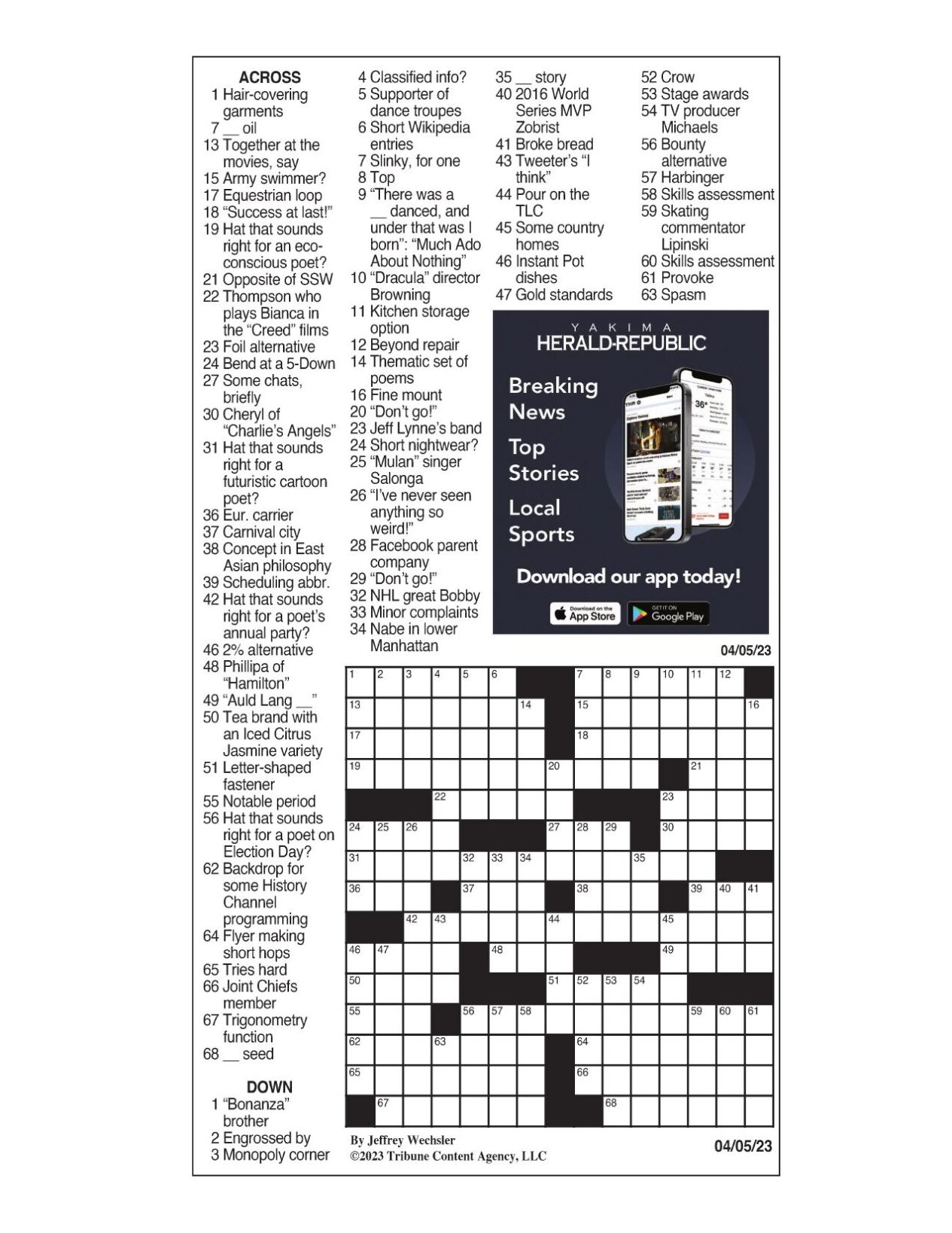 LA Times Crossword April 5, 2023 Crosswords