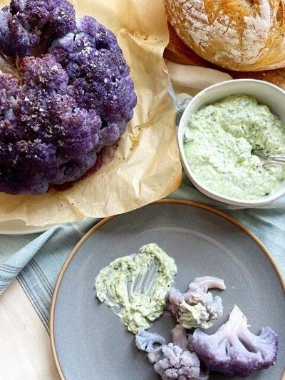 Salt and stone: roasted purple cauliflower