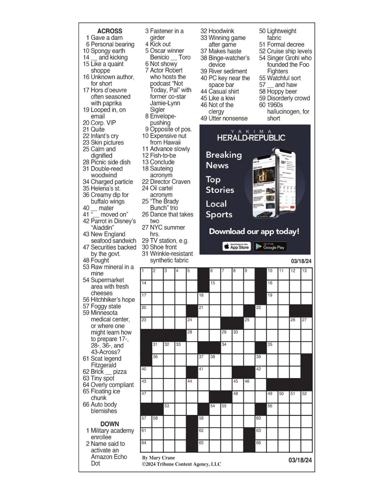 LA Times Crossword March 18, 2024 Crosswords