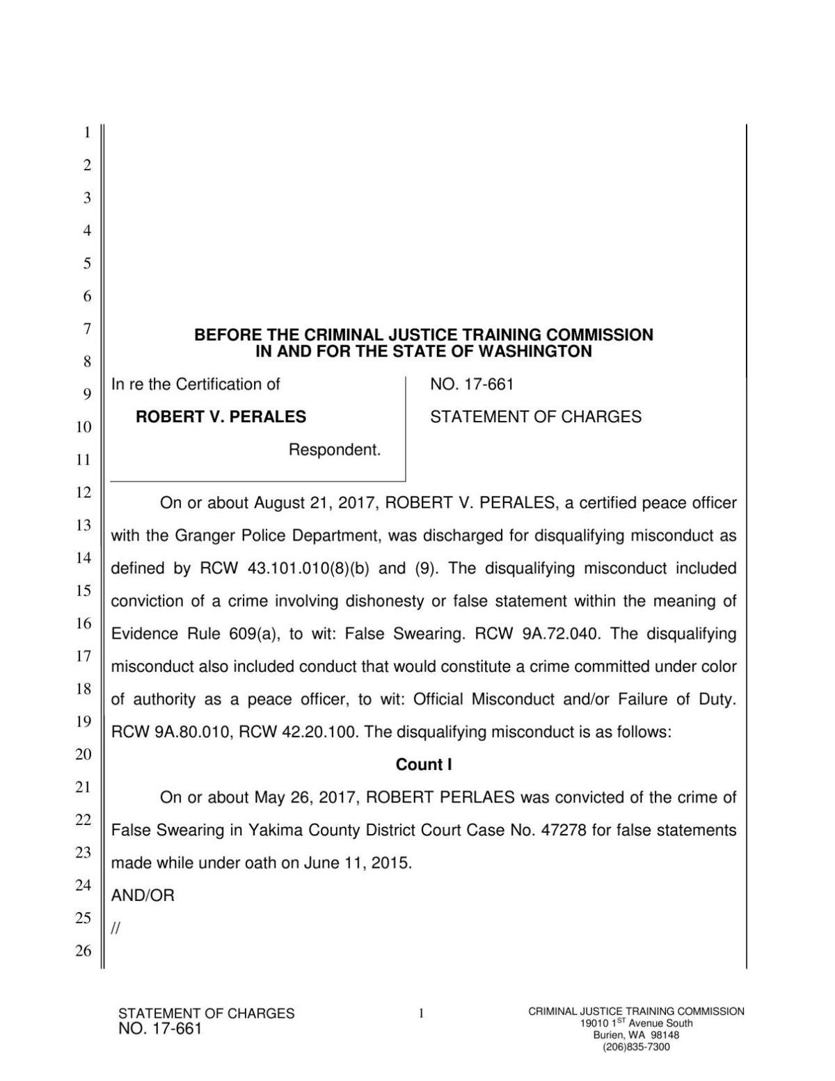 Statement of Charges