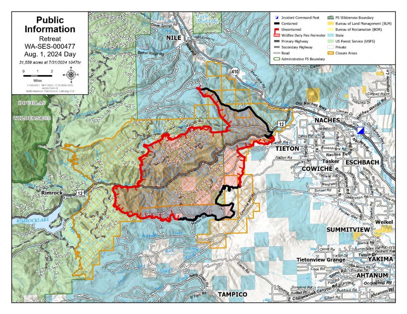 Map of Retreat Fire Aug. 1