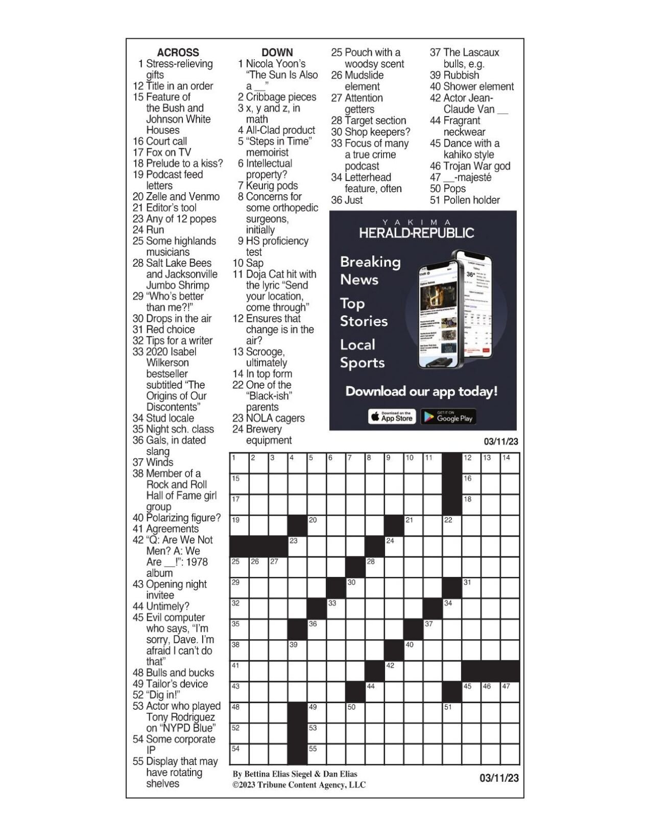 La Times Crossword March 11 2023 Crosswords