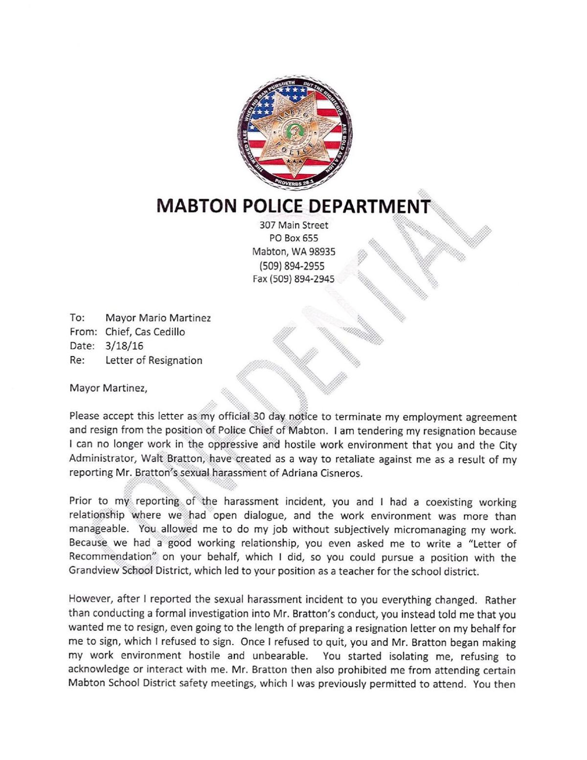Mabton Police Chief's Resignation Letter | | yakimaherald.com Mabton Police Chief's Resignation Letter | | yakimaherald.com