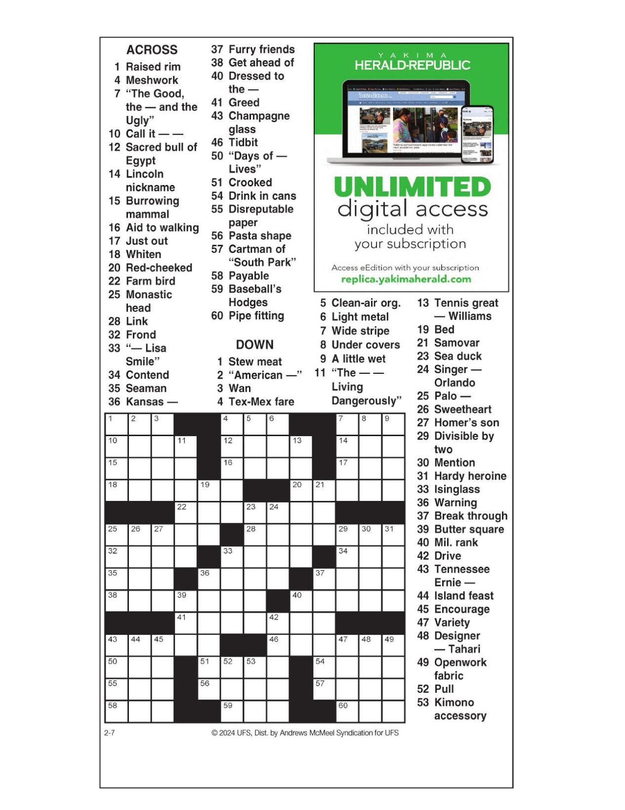 AM Crossword Feb 7 2024 Crosswords Yakimaherald Com   65c167c0937f8.preview 