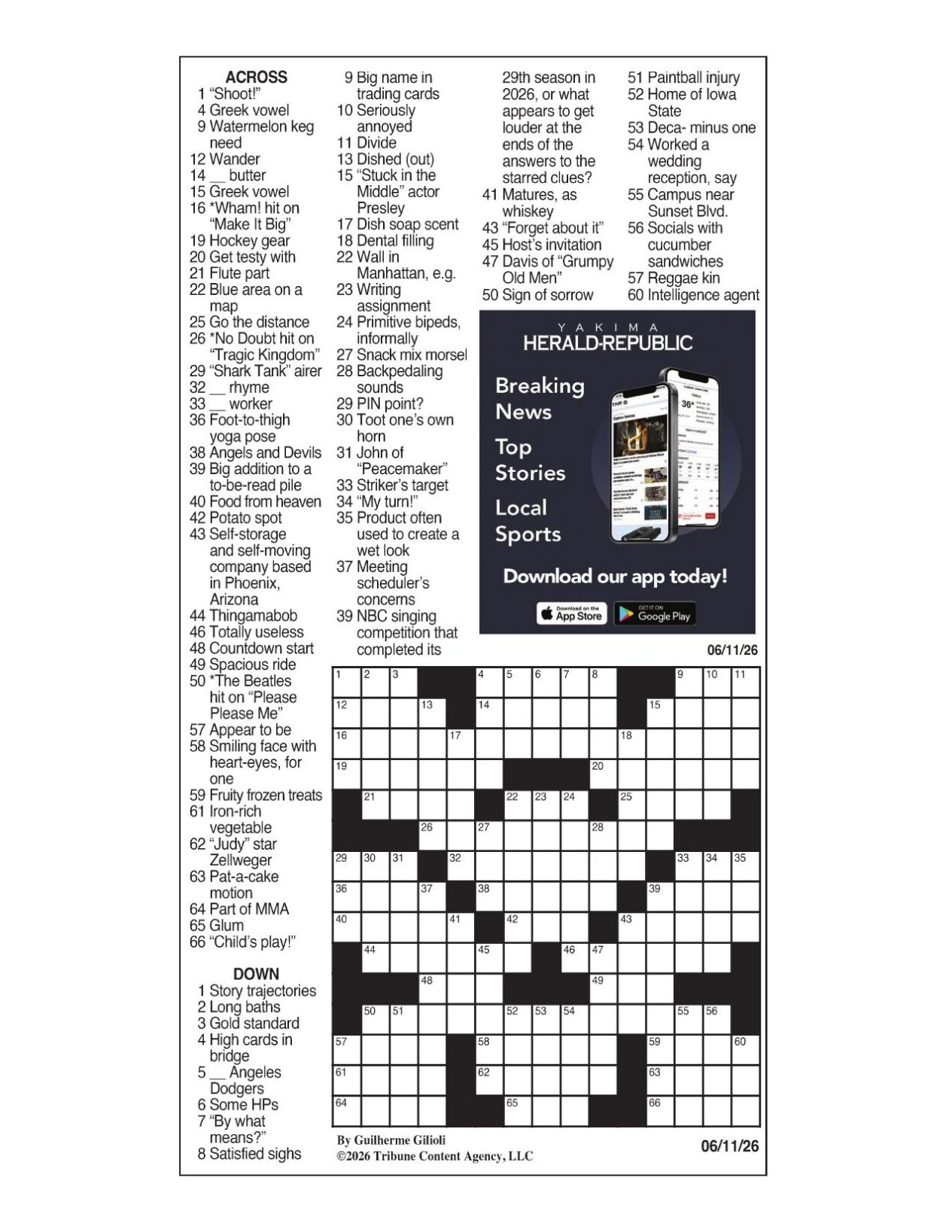 LA Times Crossword: June 11, 2026 | Crosswords | yakimaherald.com