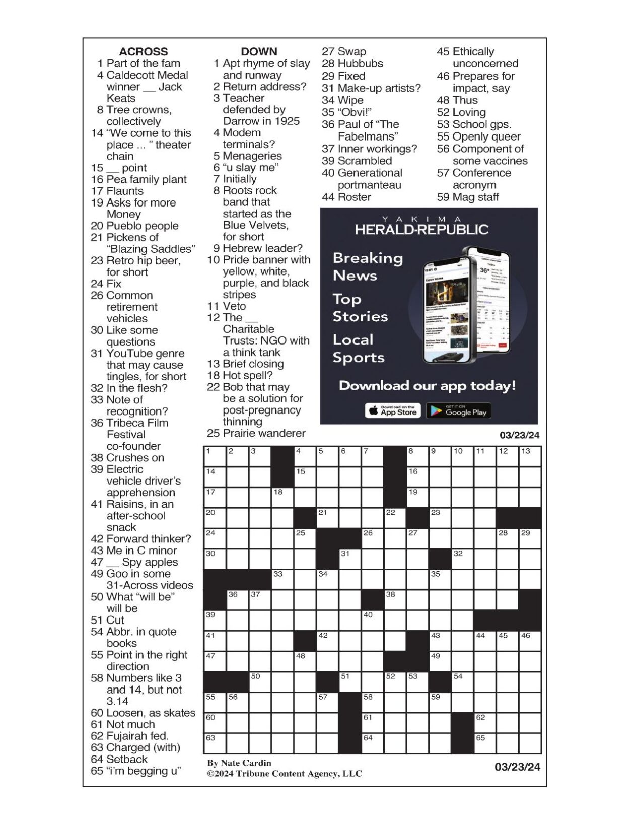 LA Times Crossword March 23, 2024 Crosswords