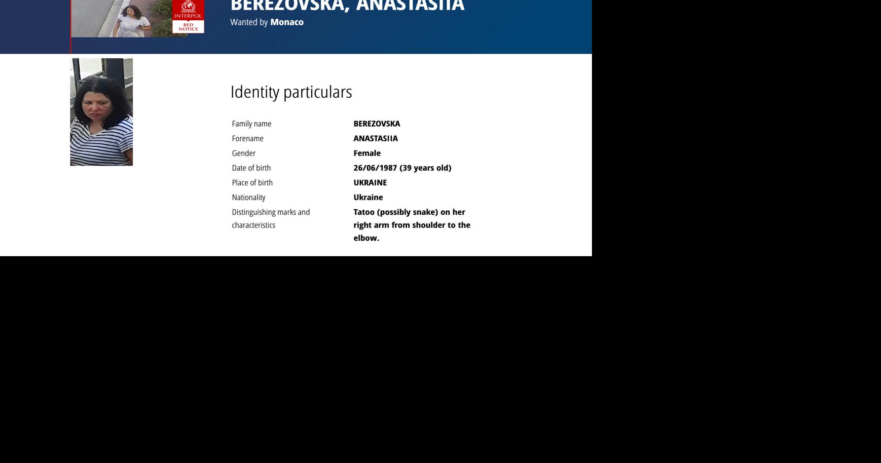 Interpol issues Red Notice for Ukrainian woman suspected in Monaco bombing