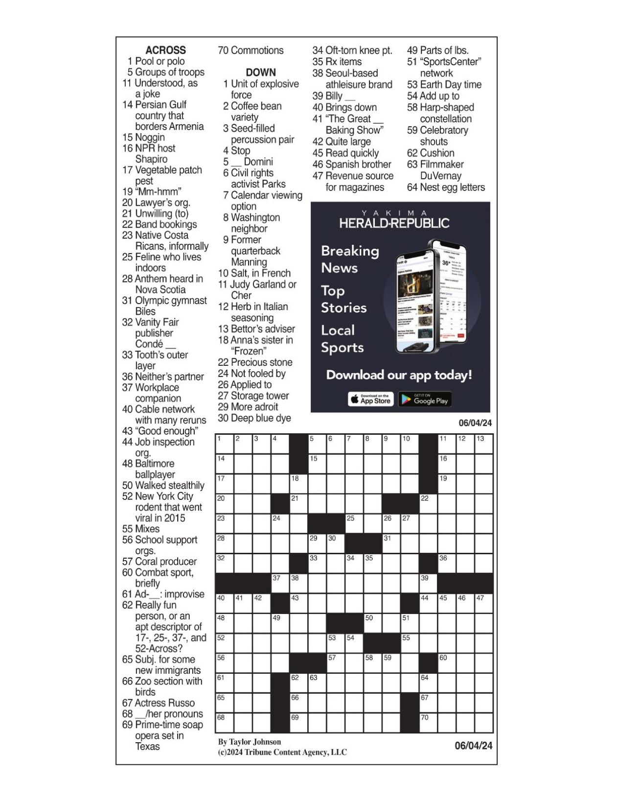 LA Times Crossword June 4, 2024 Crosswords