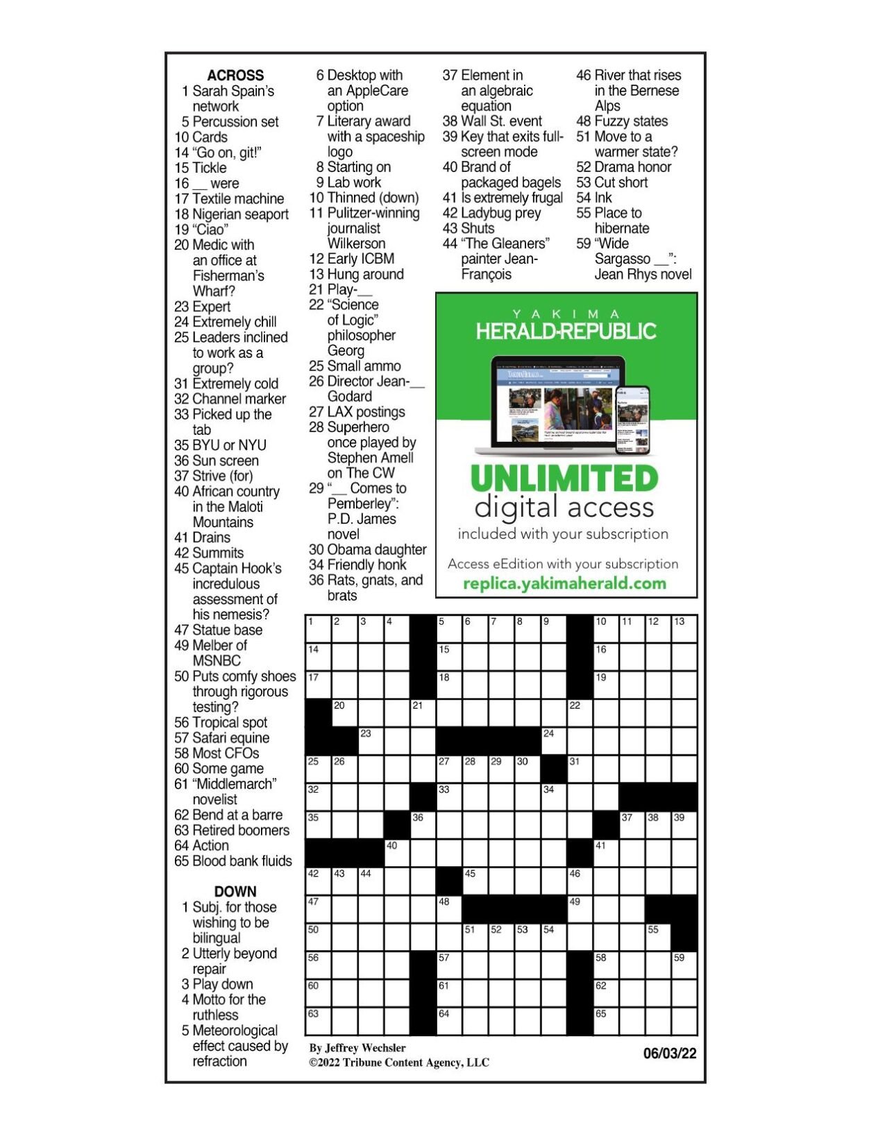 LA Times Crossword June 3, 2022 Crosswords