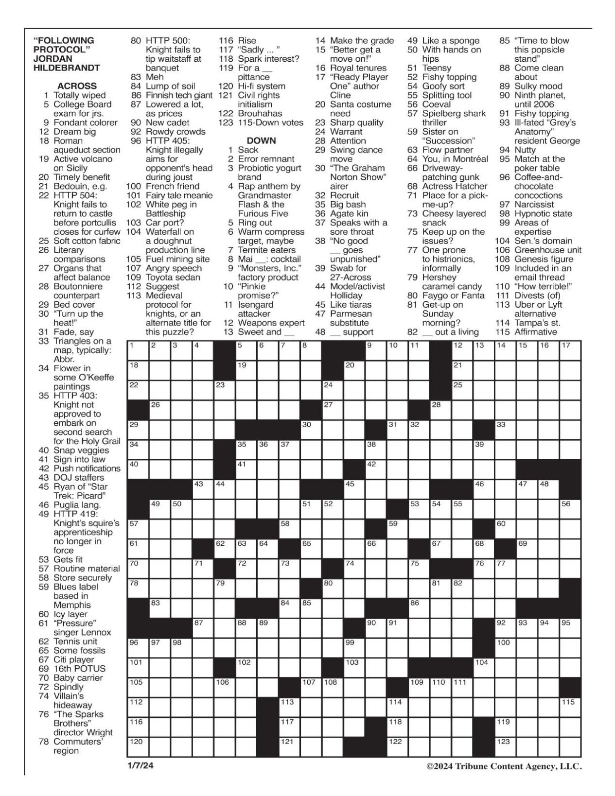 LA Times Crossword: Jan. 7, 2024, Crosswords
