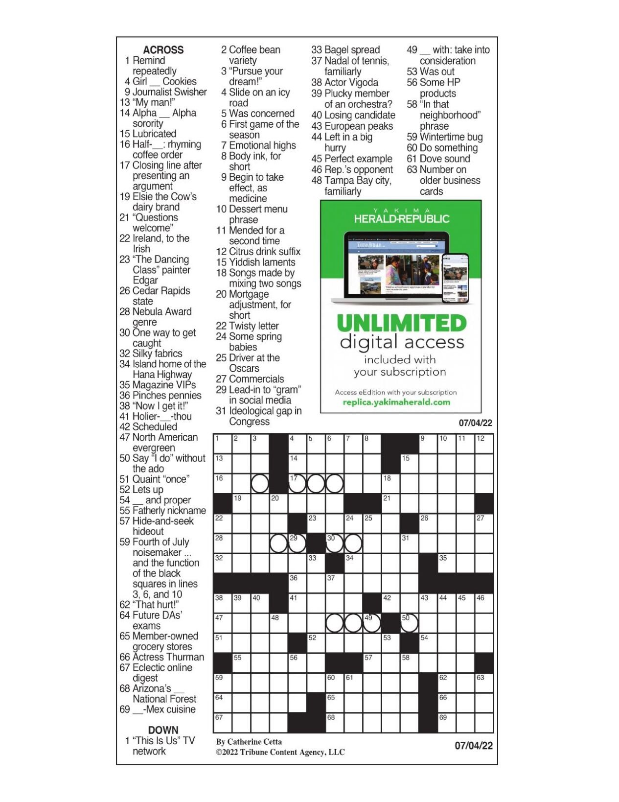 LA Times Crossword July 4, 2022 Crosswords