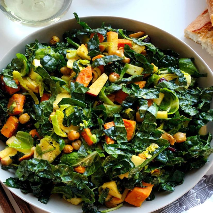 Kitchen Captivated Kale Salad With Sweet Potatoes Chickpeas And