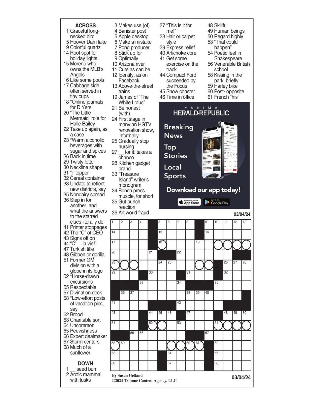 LA Times Crossword March 4, 2024 Crosswords