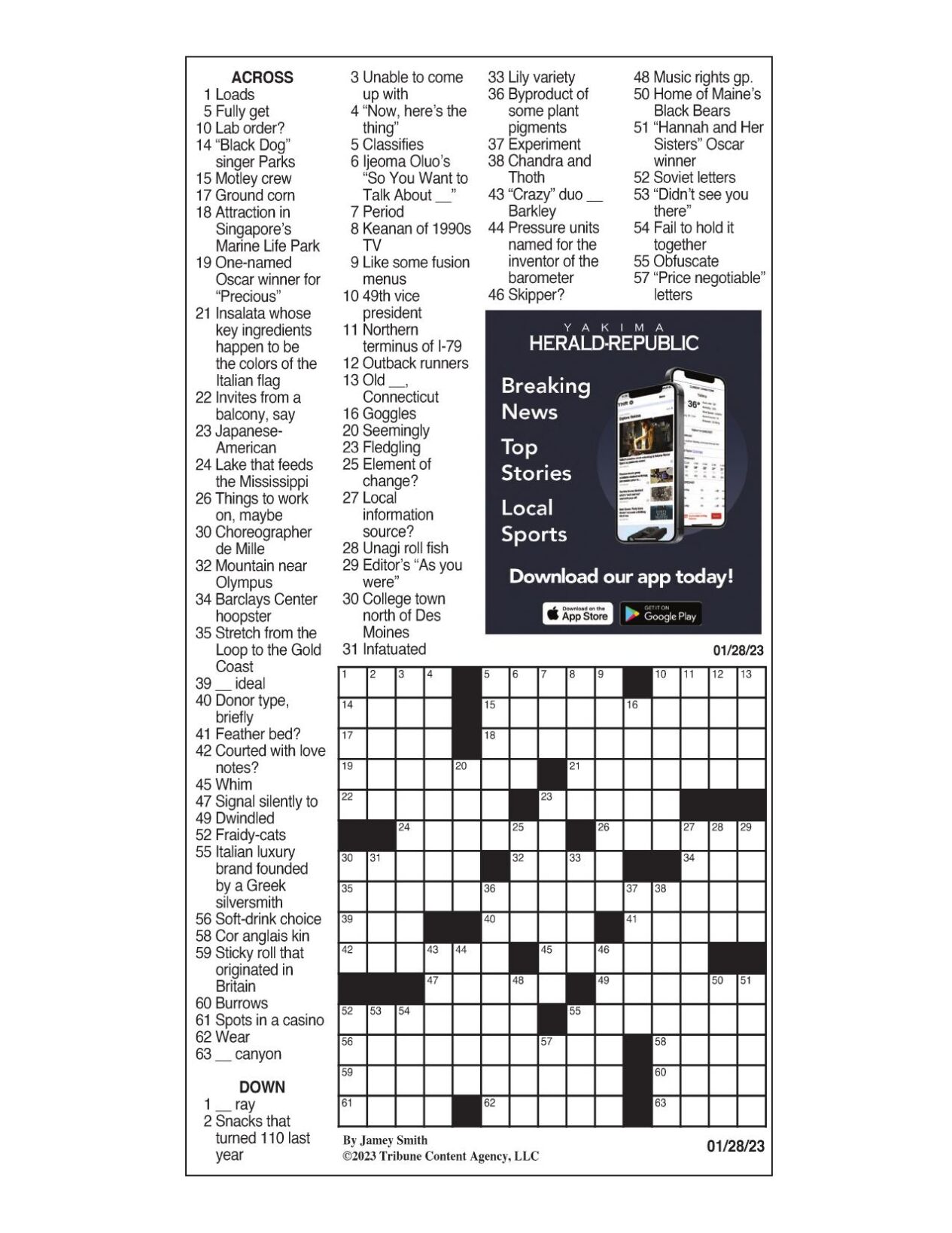 LA Times Crossword Jan. 28, 2023 Crosswords