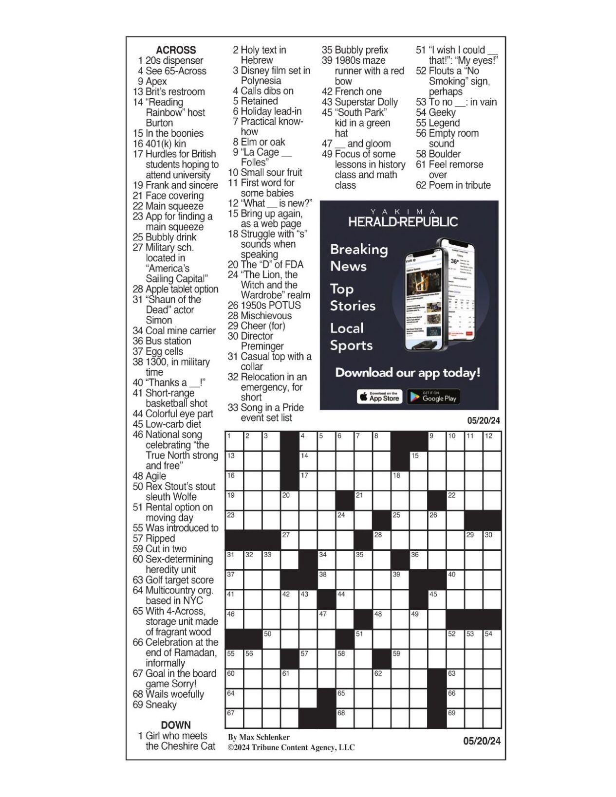 LA Times Crossword May 20, 2024 Crosswords