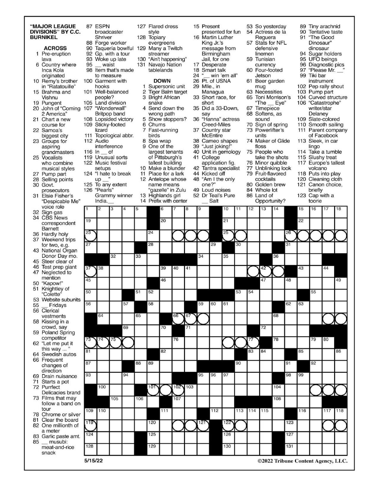 LA Times Crossword May 15, 2022 Crosswords