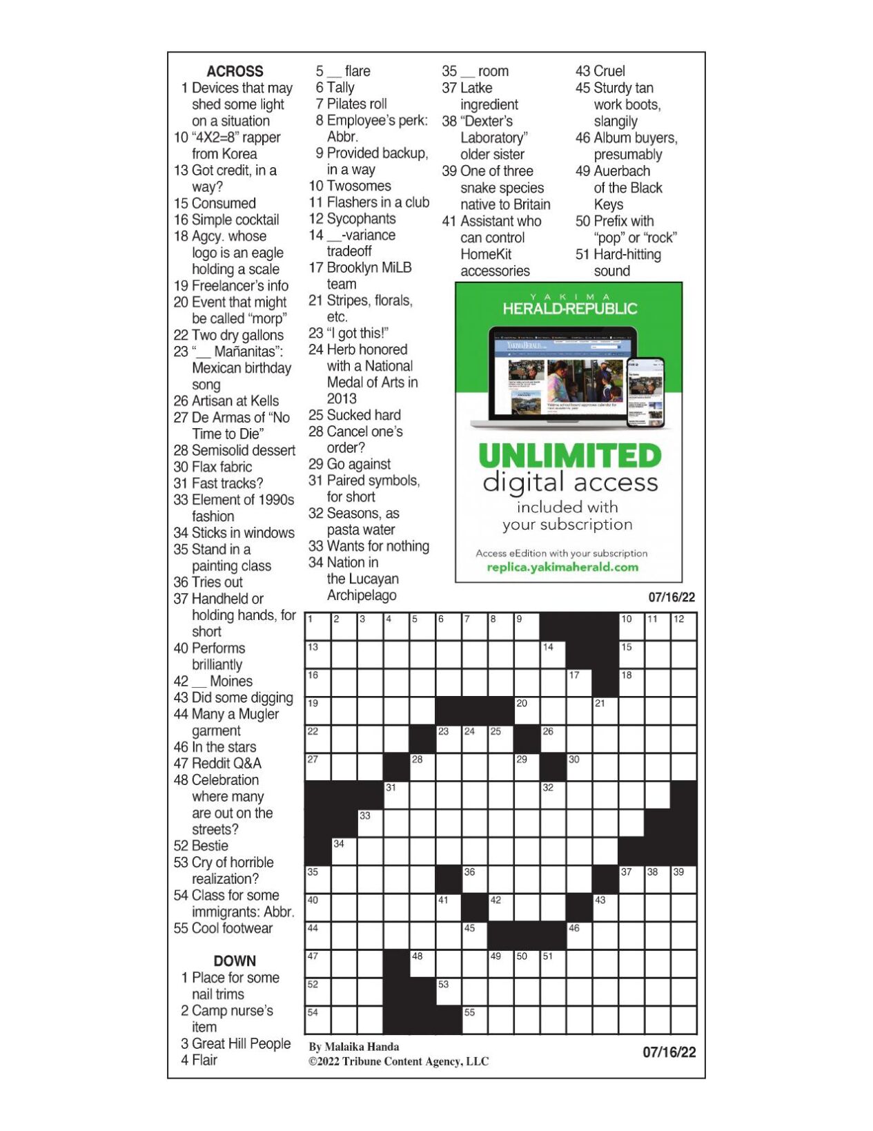 LA Times Crossword July 16, 2022 Crosswords