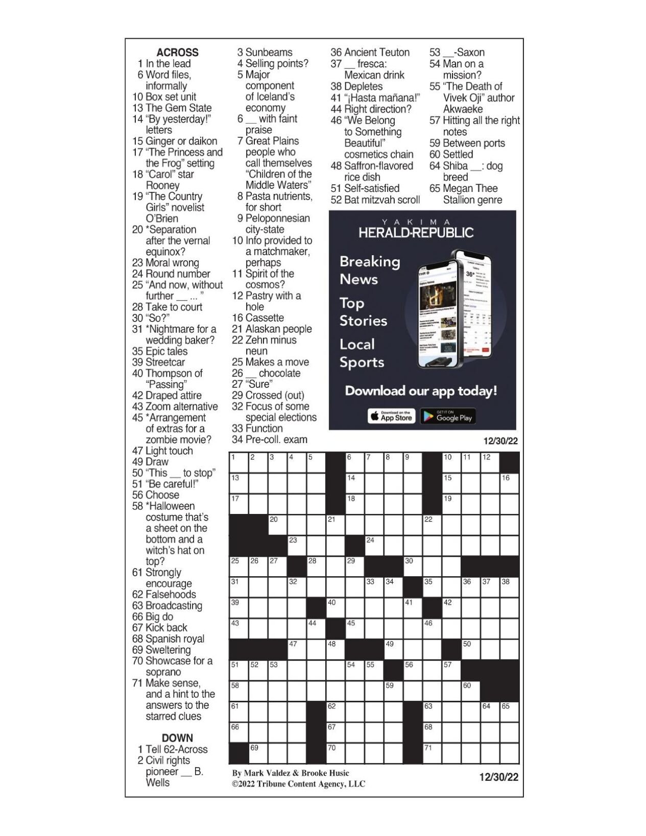 La Times Crossword Dec Crosswords Yakimaherald Com