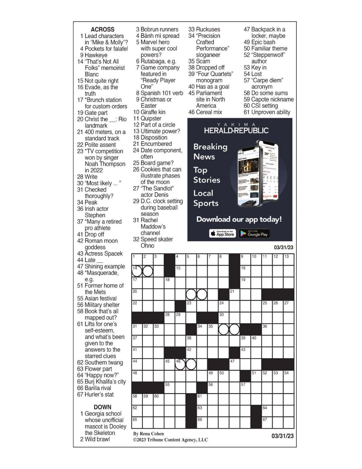 LA Times Crossword March 31, 2023 Crosswords