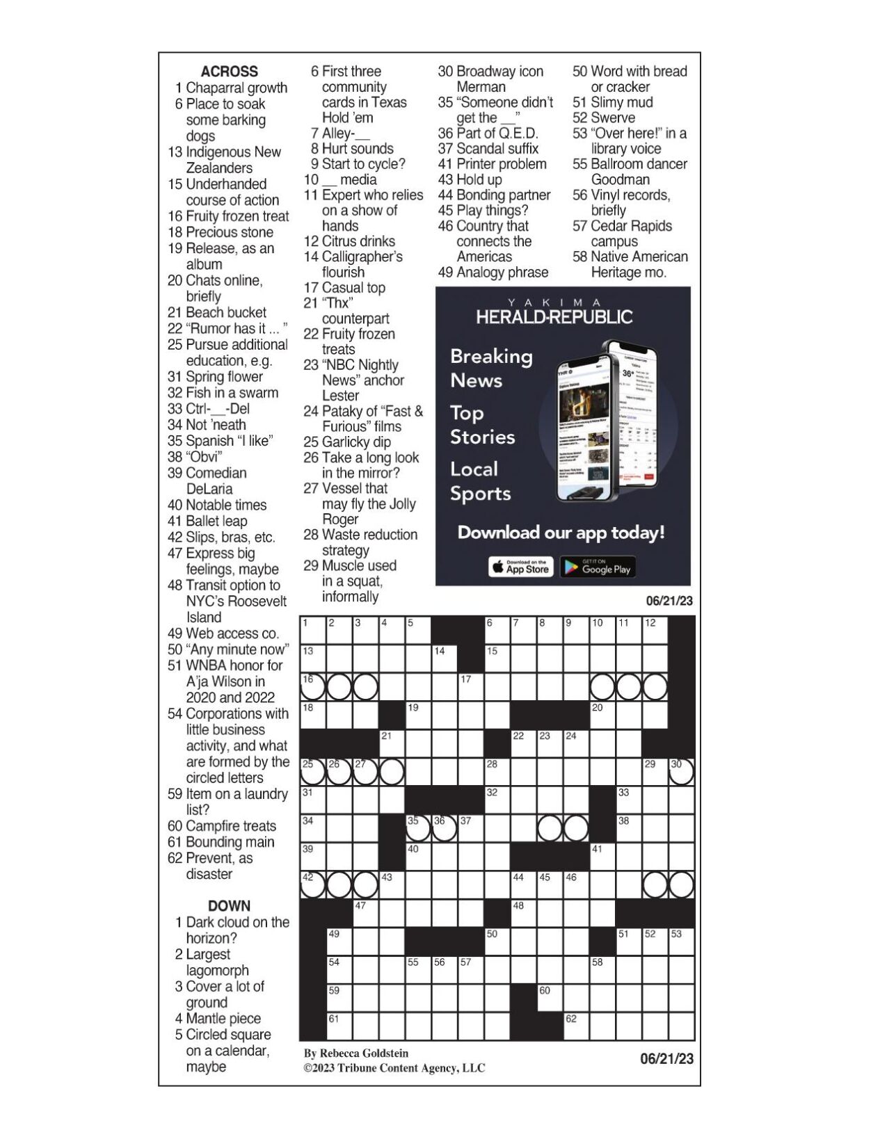 LA Times Crossword June 21, 2023 Crosswords