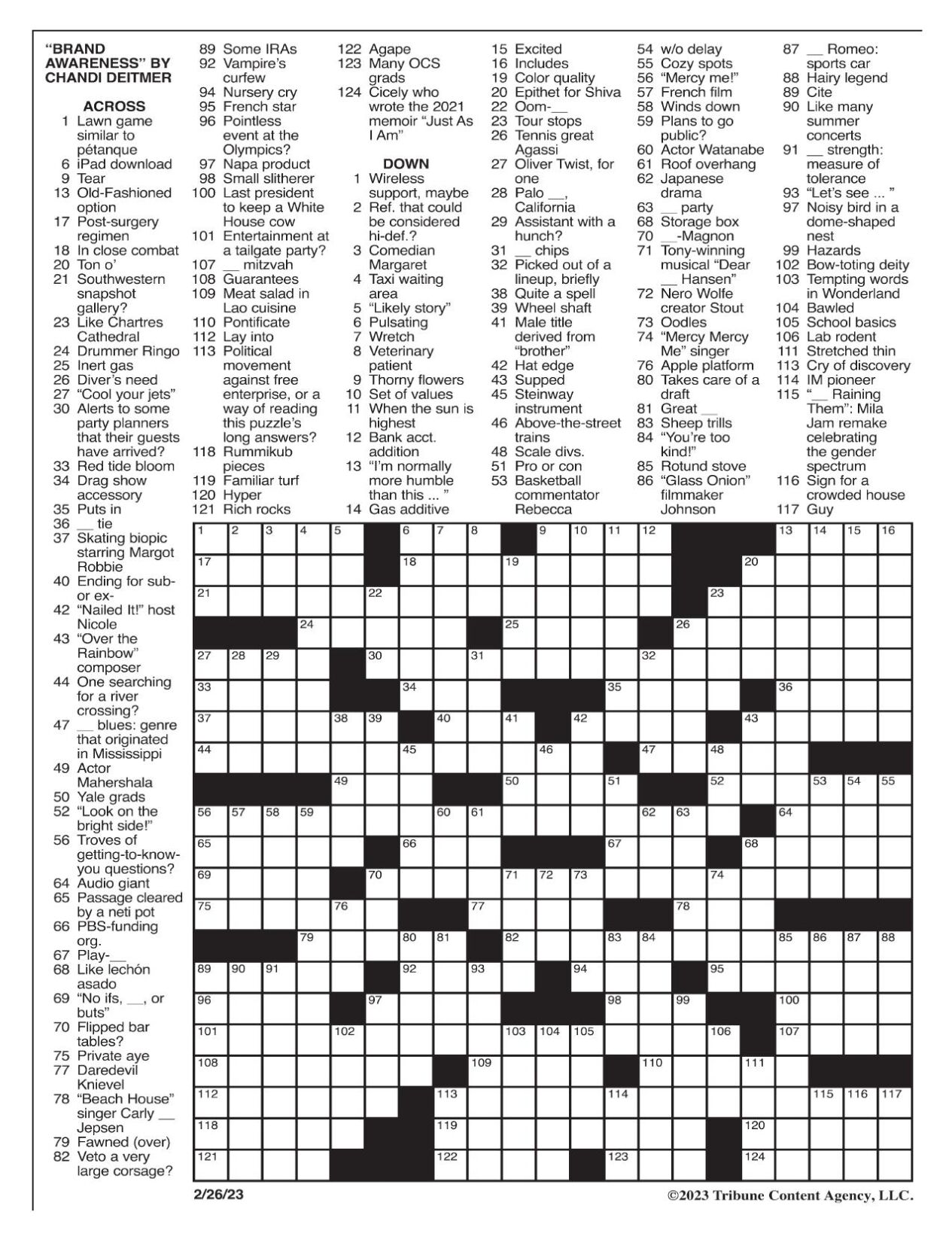 LA Times Crossword: Feb 26 2023 Crosswords yakimaherald com