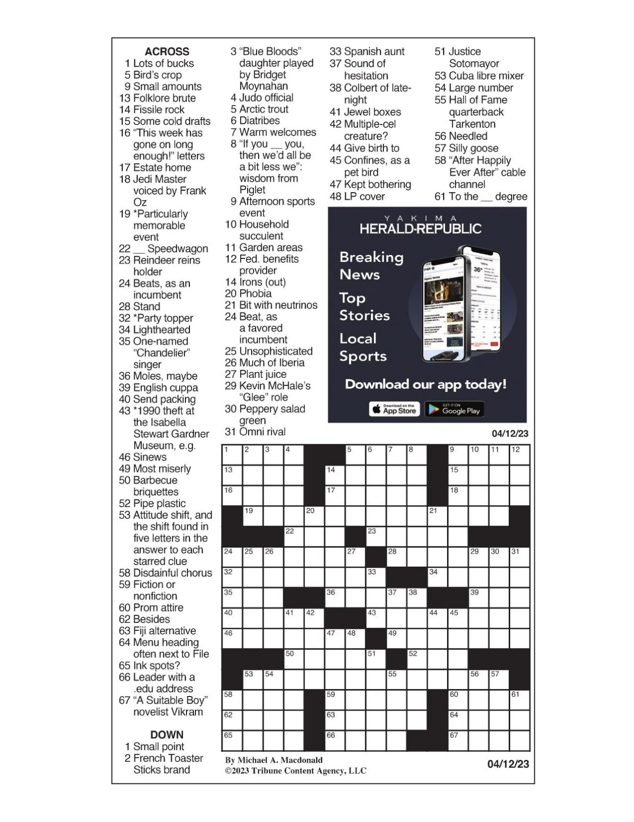 LA Times Crossword April 12, 2023 Crosswords