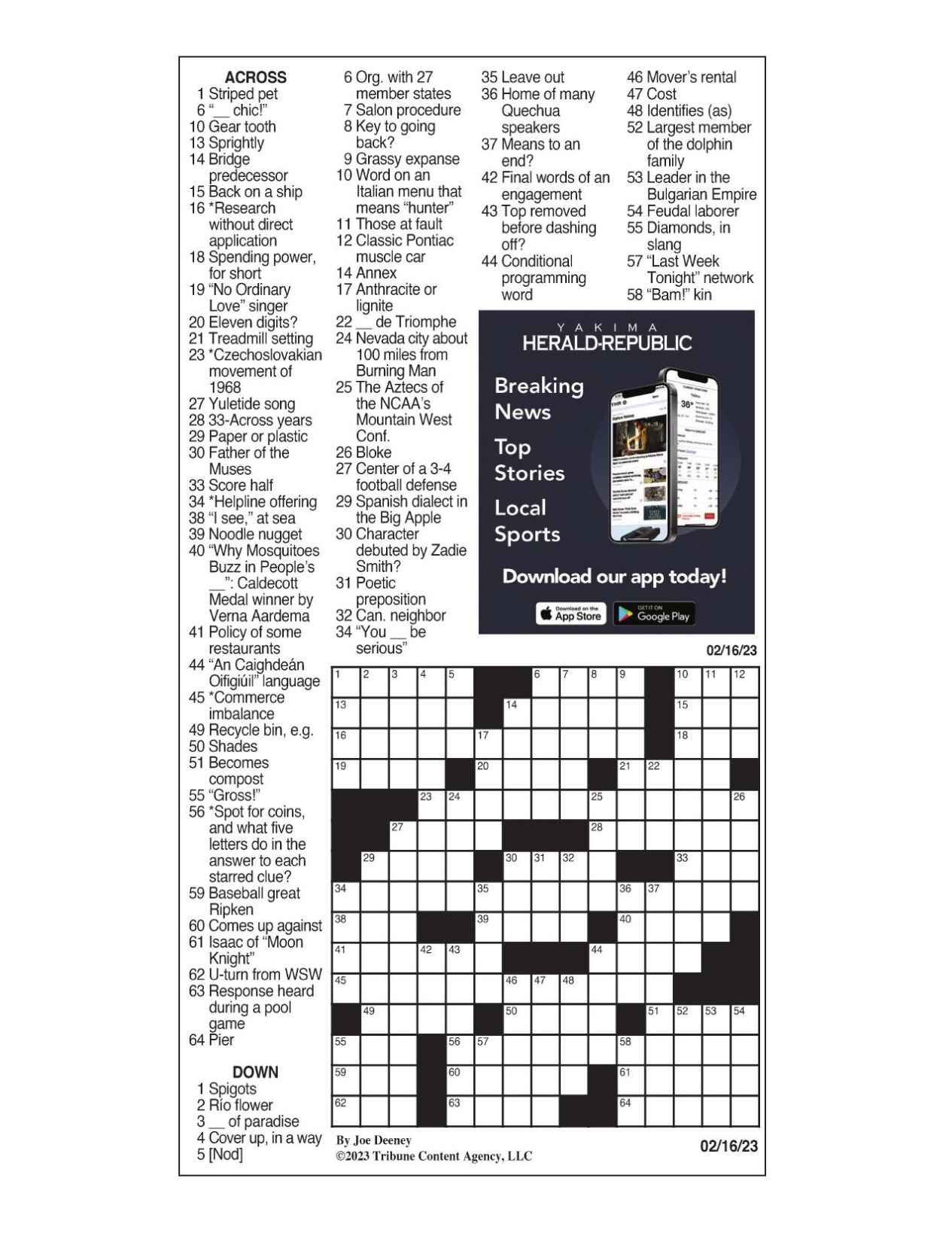 LA Times Crossword Feb. 16, 2023 Crosswords