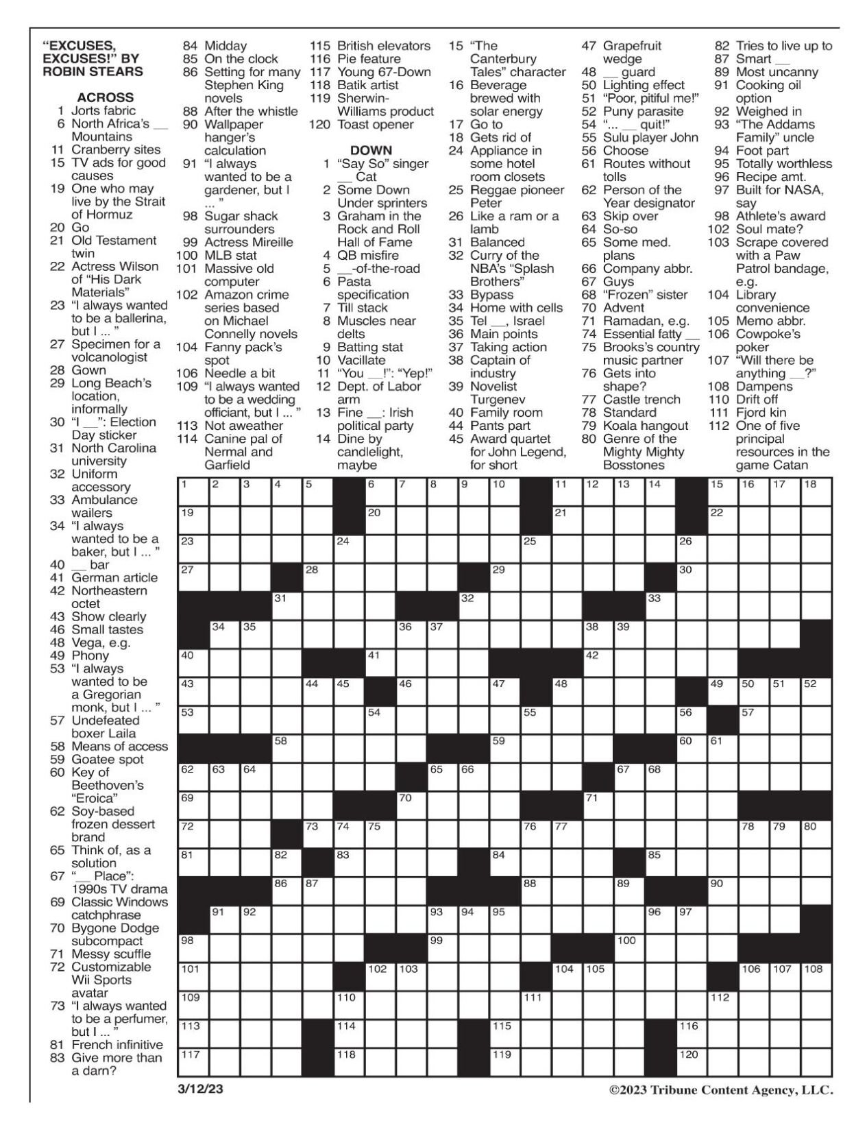 LA Times Crossword March 12, 2023 Crosswords