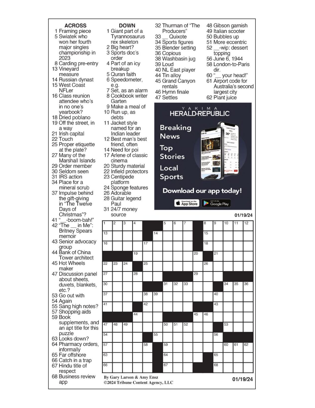 LA Times Crossword Jan 19 2024 Crosswords Yakimaherald Com   65a874e197871.preview 