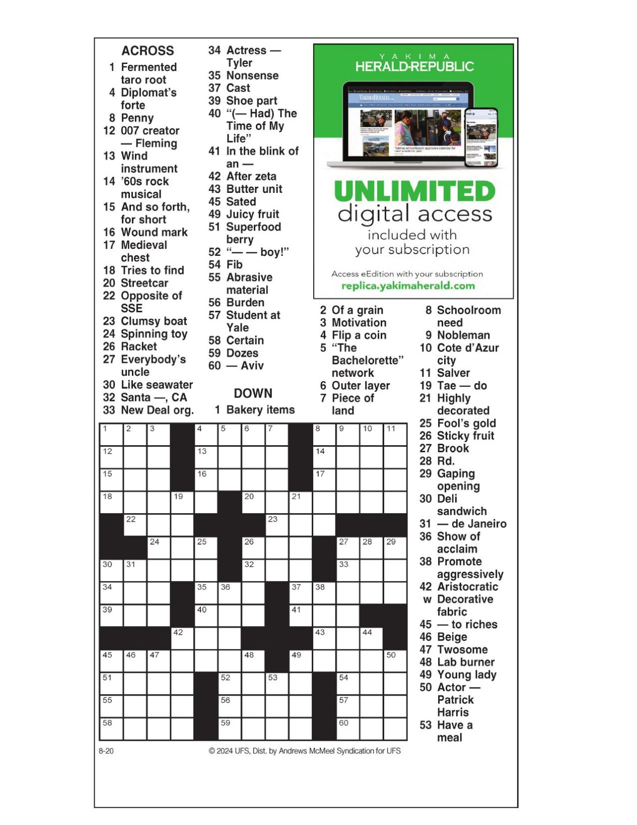AM Crossword Aug. 20, 2024 Crosswords