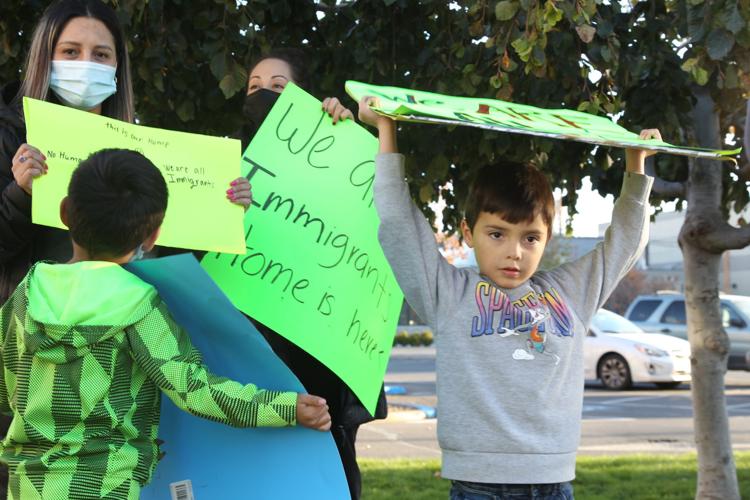 Immigrant rights activists rally in downtown Yakima to press for a