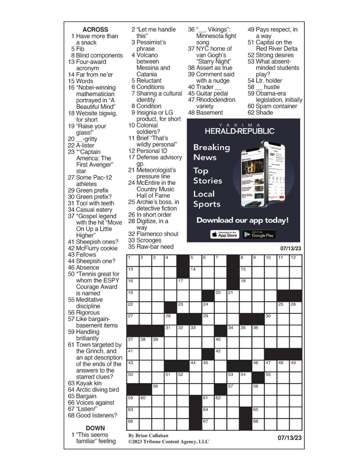 LA Times Crossword July 13, 2023 Crosswords