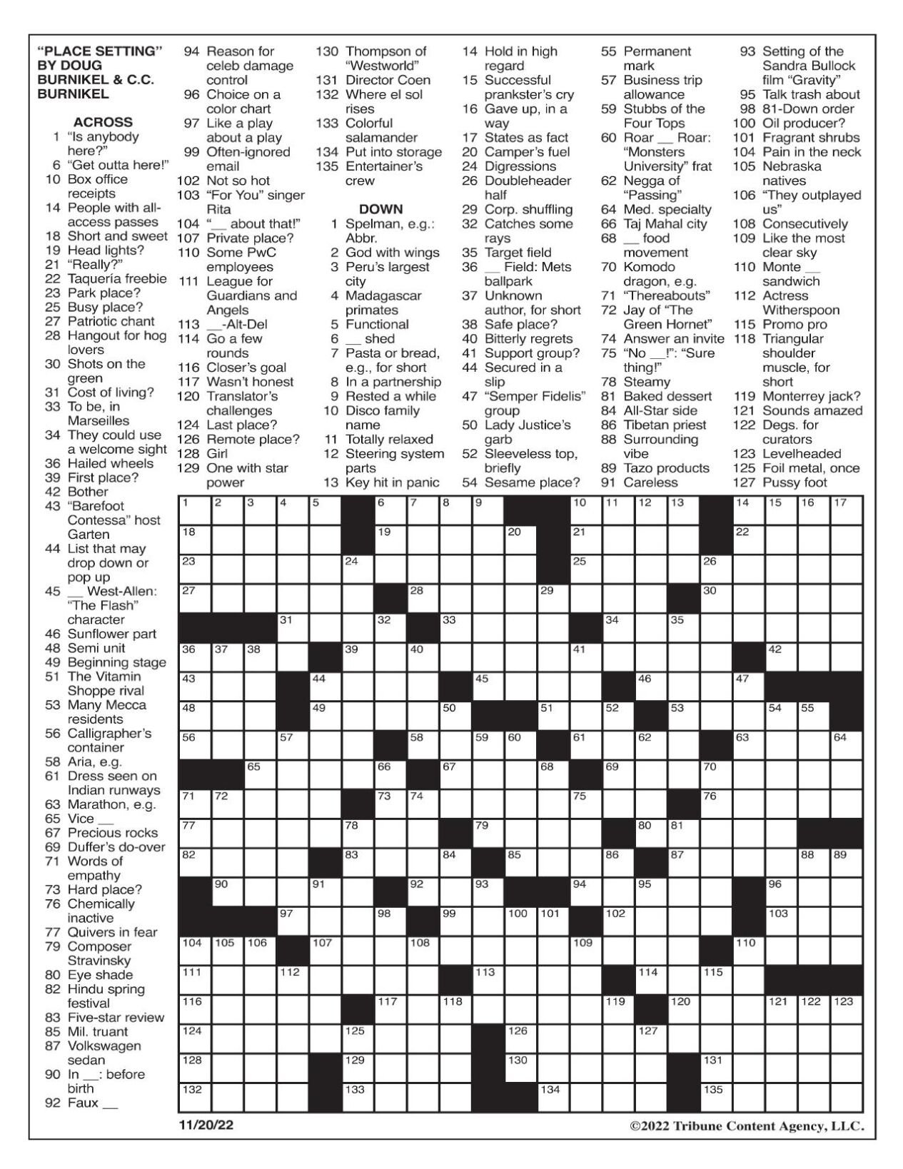 LA Times Crossword Answers Thursday December 8th 2022