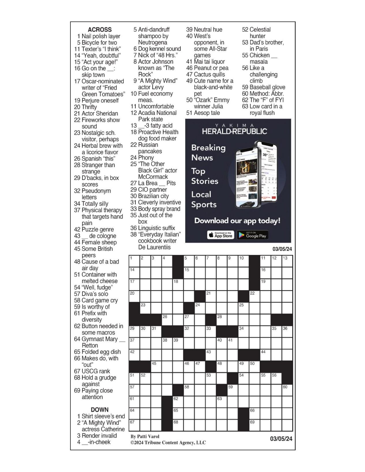 LA Times Crossword March 5, 2024 Crosswords