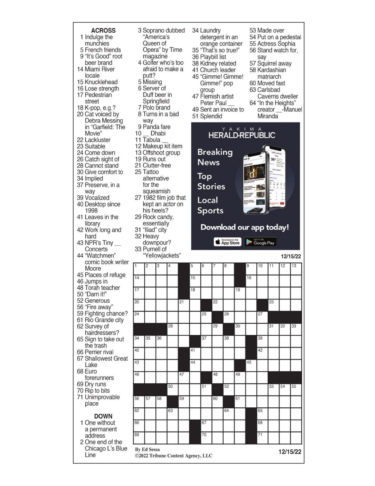 LA Times Crossword Answers 10 Dec 15, Thursday 
