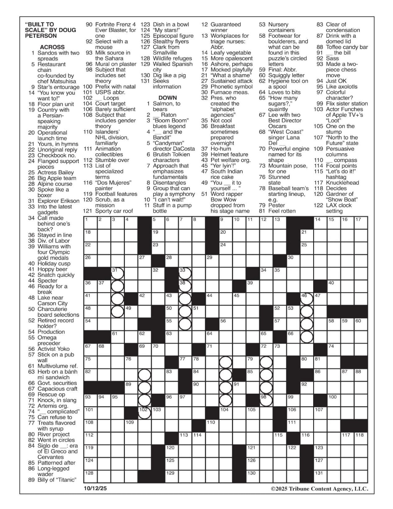 La times crossword: oct. 12, 2025 | crosswords | yakimaherald.com