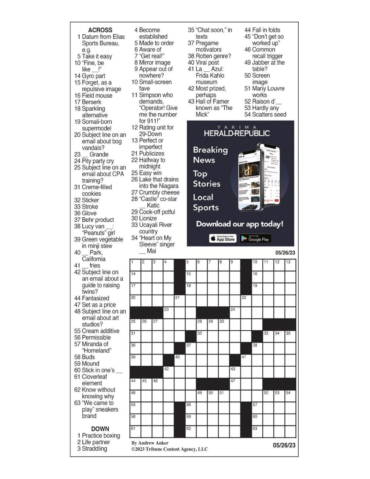 LA Times Crossword May 26, 2023 Crosswords