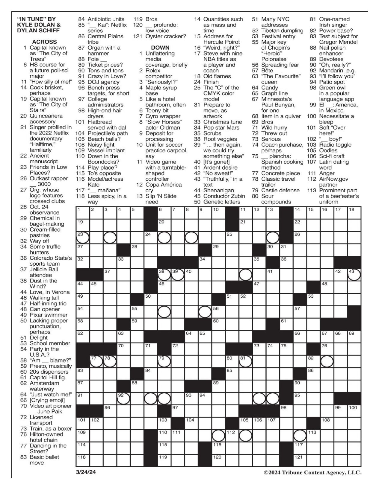 LA Times Crossword March 24, 2024 Crosswords