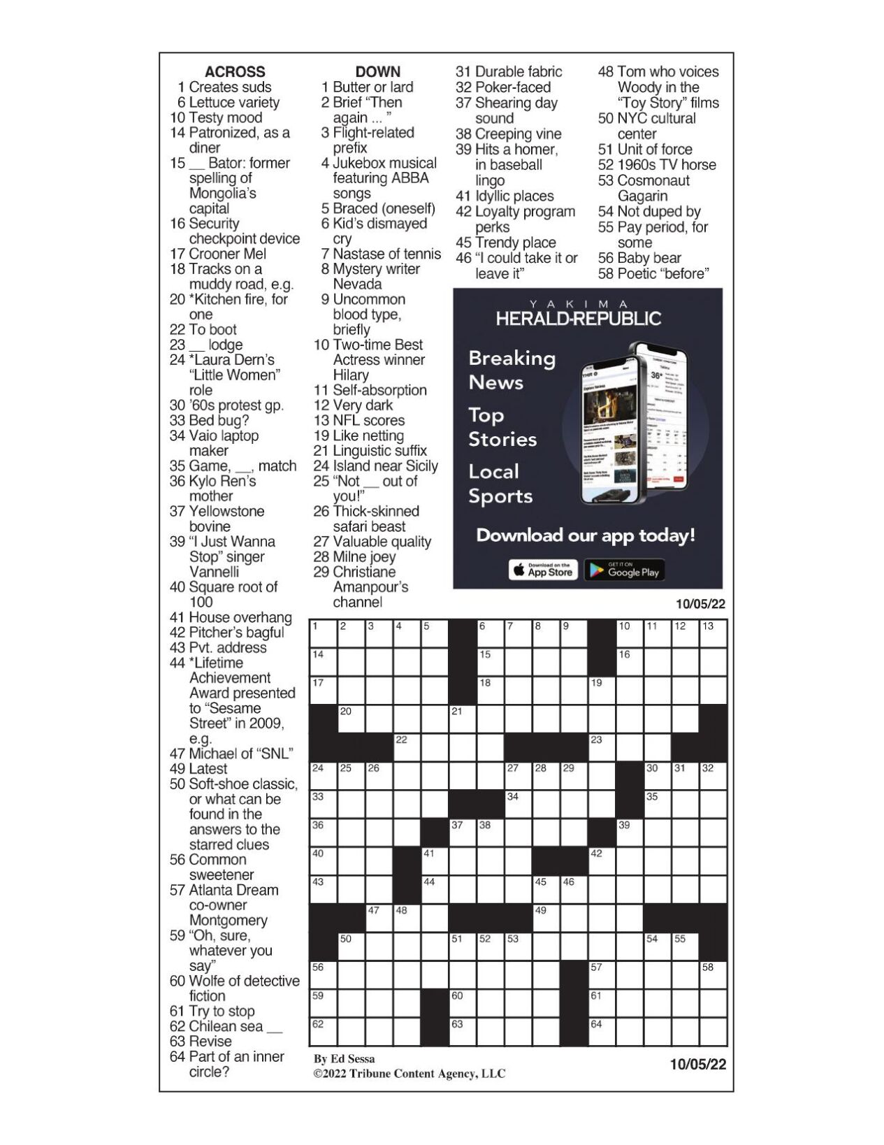 LA Times Crossword 10 Apr 22, Sunday 